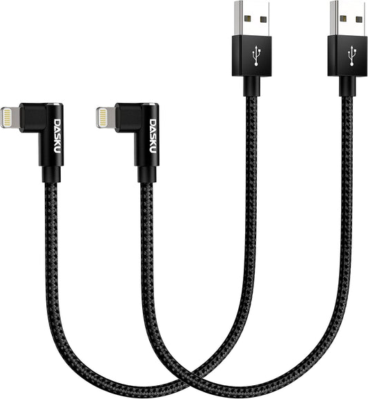 Short iPhone Charger 1FT 2Pack [ MFi Certified] 12 inch 90 Degree Lightning Cable Fast Nylon Braided Right Angle iPhone Charging Cord Compatible with iPhone 14/13/12/11/XS/XR/X/8/7/6/6s Puls/iPad