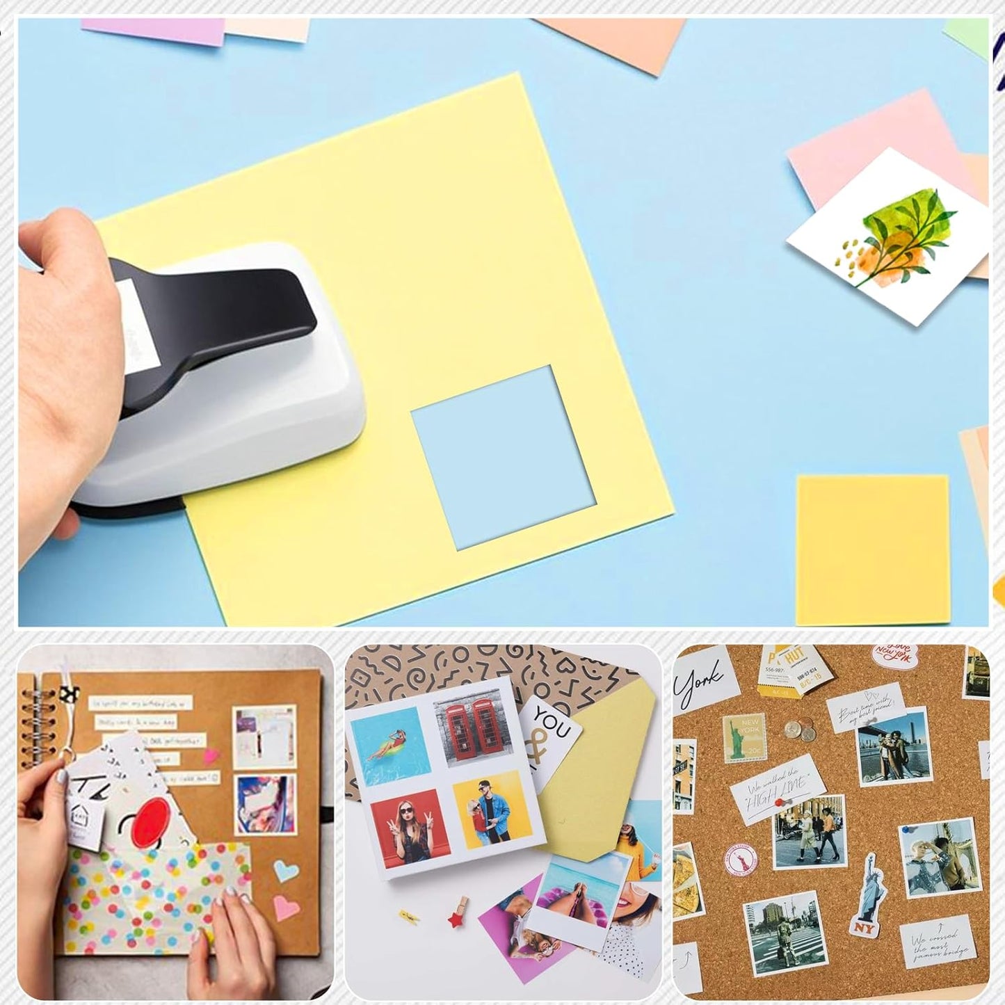 Square Punches for Paper Crafts 0.7 inch Square Hole Punch Squares Paper Punches for Crafting SquarePunch Cutter Squares Shape Hole Puncher for Scrapbooking Card Making DIY Project