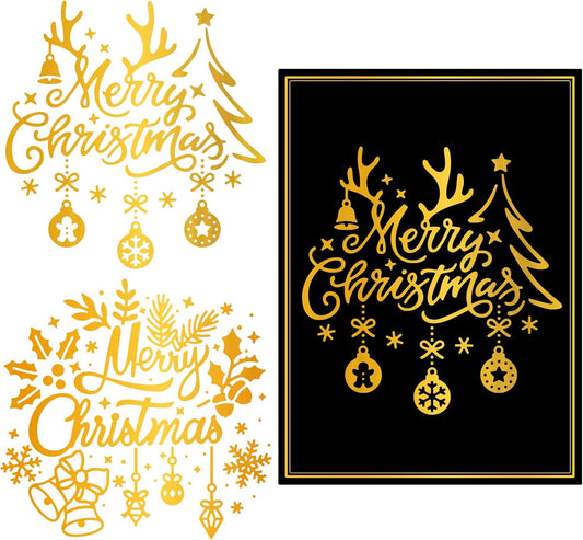 ORIGACH 2 PCS Merry Christmas Hot Foil Plate for Card Making DIY Scrapbooking Paper Decor Embossing Foil Handmade Craft