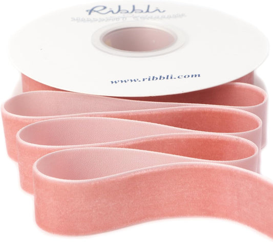 Ribbli Rose Gold Velvet Ribbon 1 Inches Continuous10 Yard Spool Dusty Pink Christmas Ribbon for Gift Wrapping Crafts Home Decor