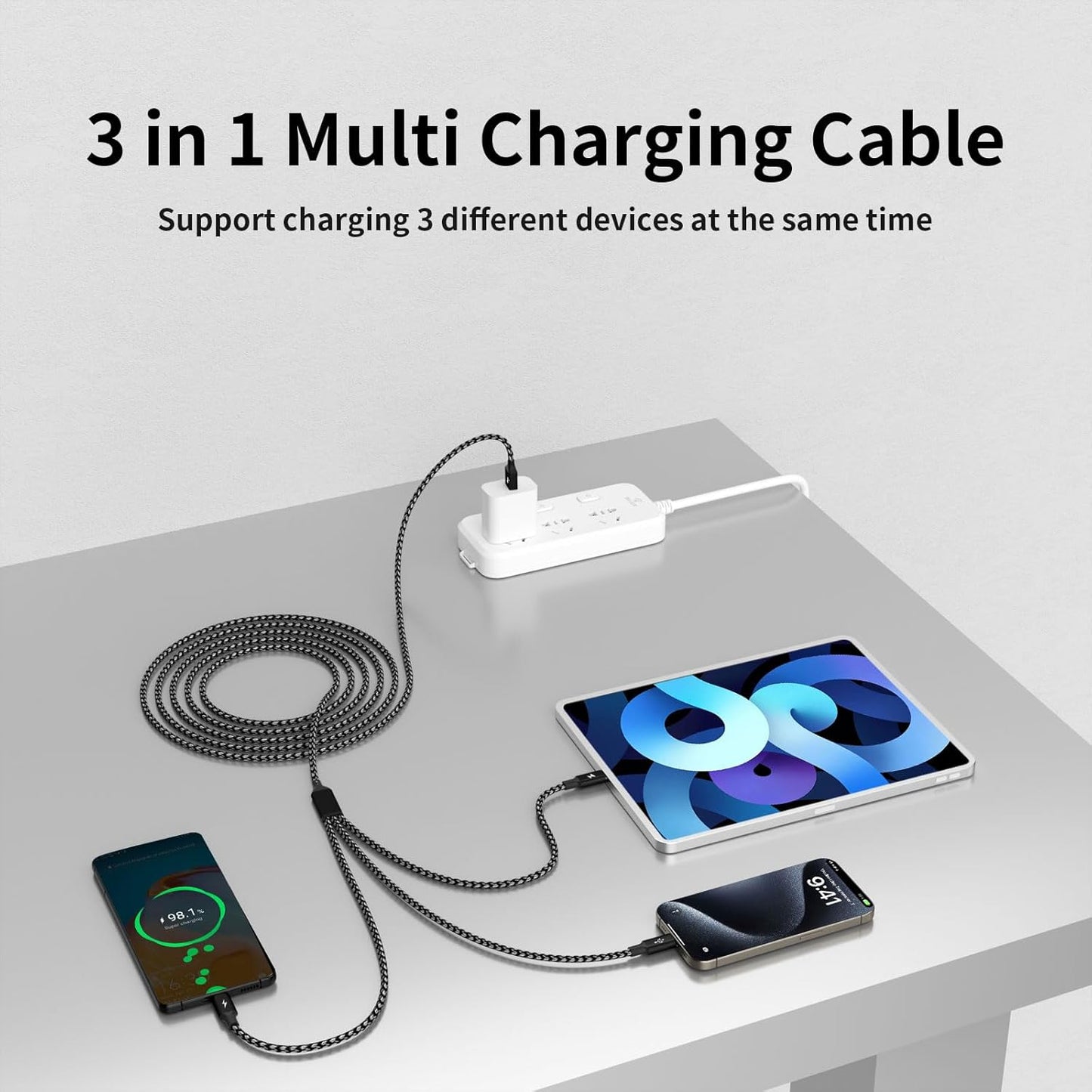 Multi Charging Cable,USB C Splitter Cable,3 in 1 Fast Charging Cord with 3 Type-C Port for iPhone 17 16 Pro Max Galaxy S23 S22 S10 Note 20 Cell Phones Tablets and More,1Pack 5FT