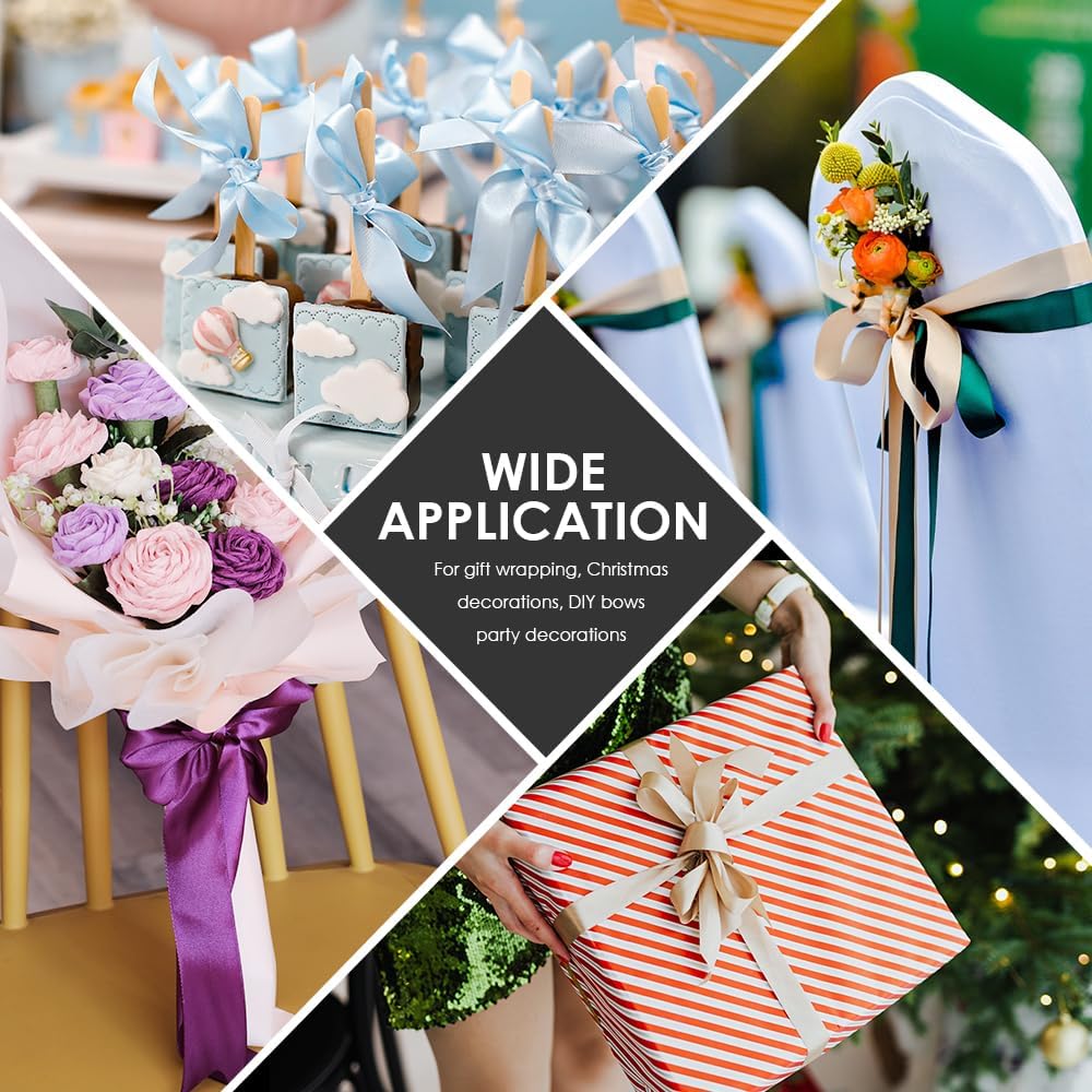 5/8" Wide x 100 Yards Single Face Polyester Satin Ribbon, Satin Ribbon for Crafts, Gift, Hair Bows, Wedding Party Decoration, Bow Making & Other Projects (Silvery)