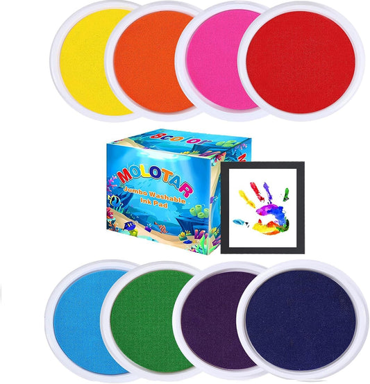 MoloTAR Craft Large Ink Pad Stamps Partner DIY Color,8 Colors Round Rainbow Finger Ink pad for Kids