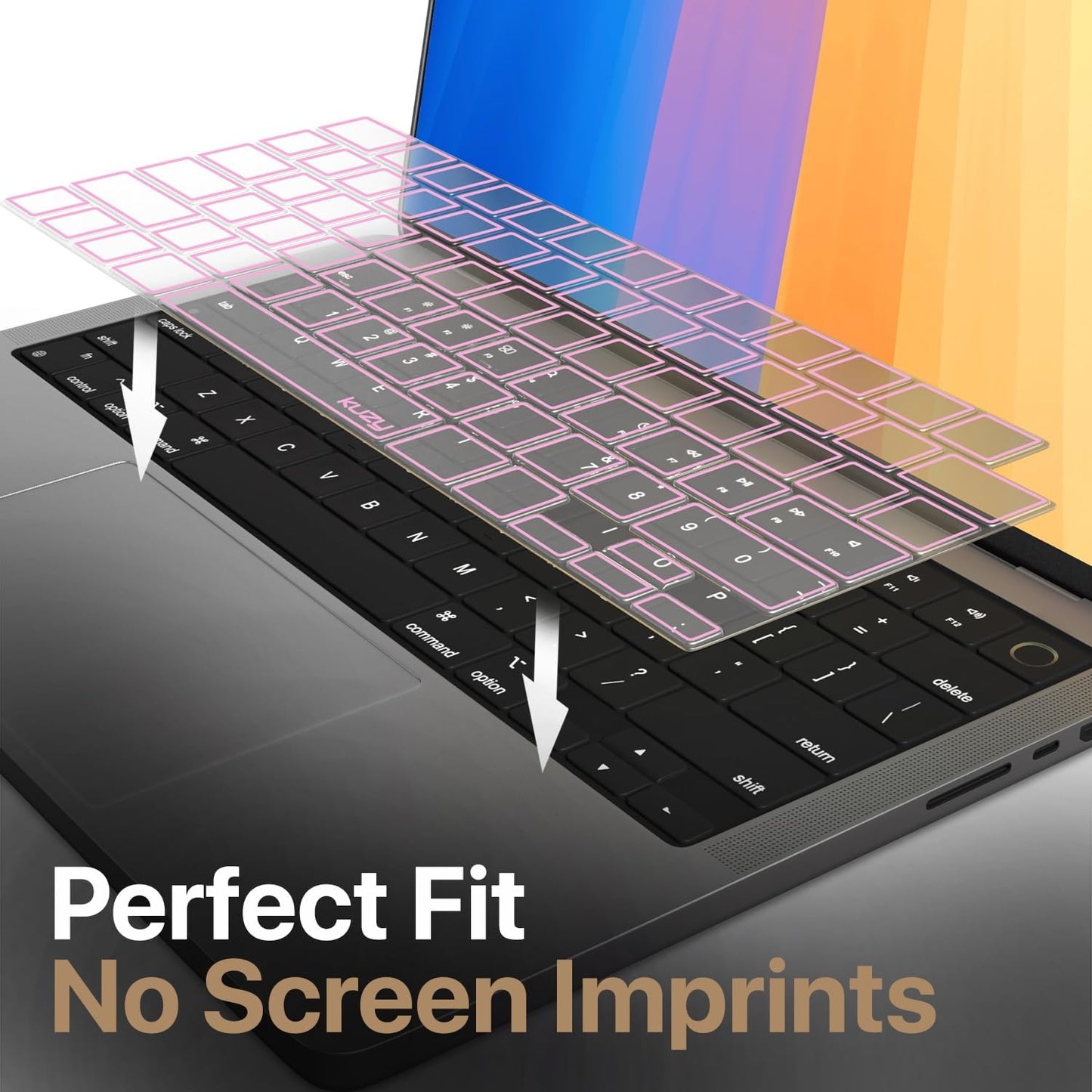Kuzy Pink Premium MacBook Pro 14 inch Keyboard Cover M4 16" 2025 2024 2023 M3 M2 M1 Pro Max - MacBook Air 13 inch Keyboard Cover 15" M4 - A3240 A3241 A3401 A3403 A3114 A3113 - US Layout TPU, Pink