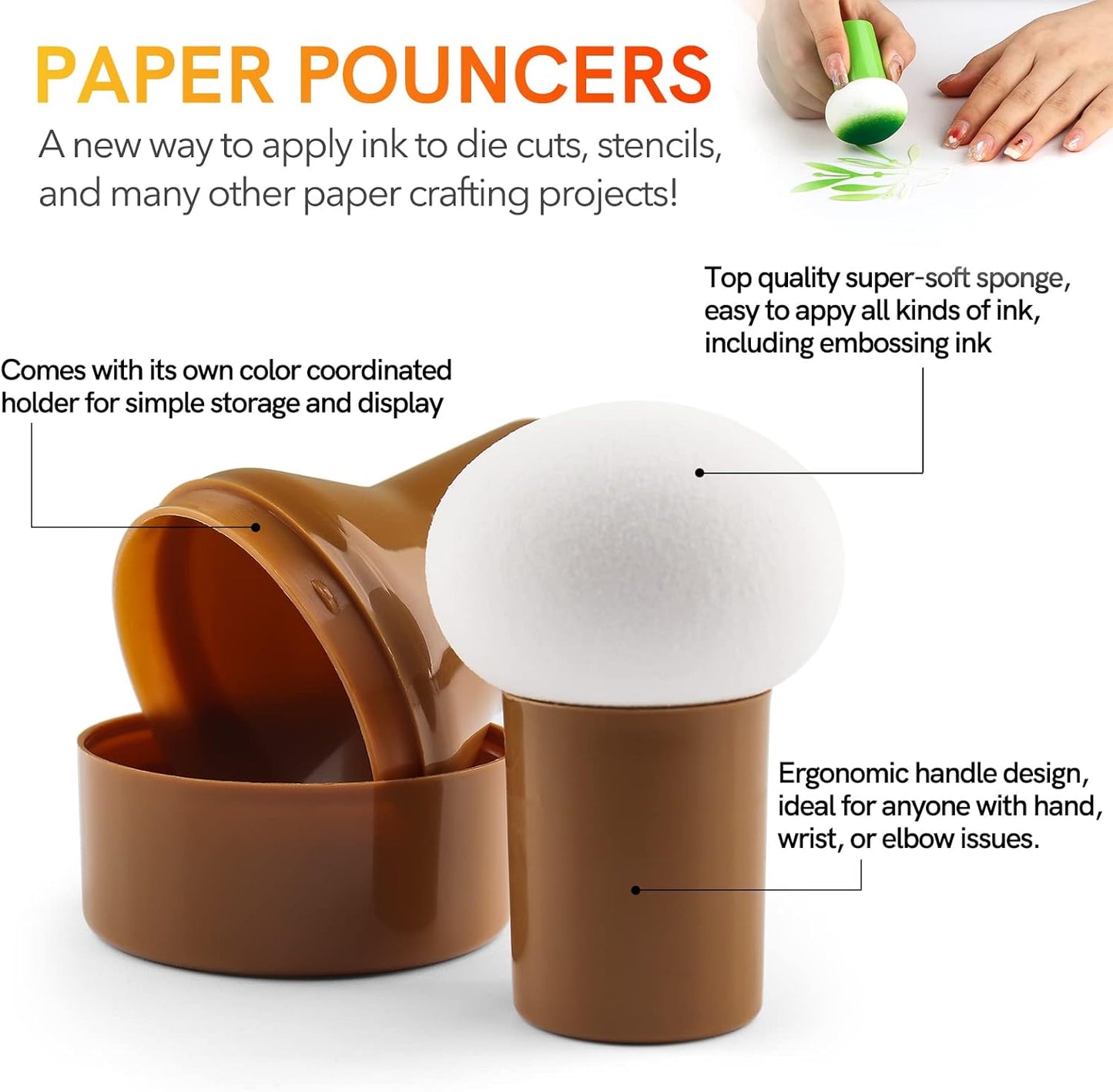 30PCS / Sets Ink Applicator with Storage Cases,Paper Pouncers for Direct Ink Application On Crafts Projects Easily,Inking Sponge for Stamp Ink Distressing, Blending Card Making Crafting Tools