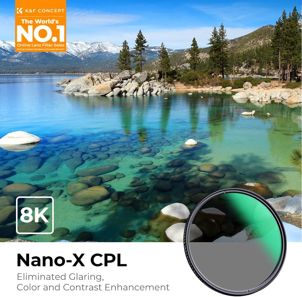 K&F CONCEPT 52mm Circular Polarizers Filter Polarizing Filter 28 Multi-Layer Coated Super Slim High Definition CPL Lens Filter (Nano-X Series)