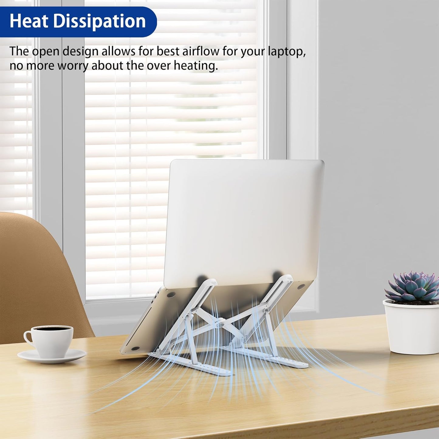 BESIGN LS01 Pro Ergonomic Laptop Stand, Plastic Laptop Riser, Portable and Adjustable Notebook Computer Holder Compatible with 10-14" Laptops (White)