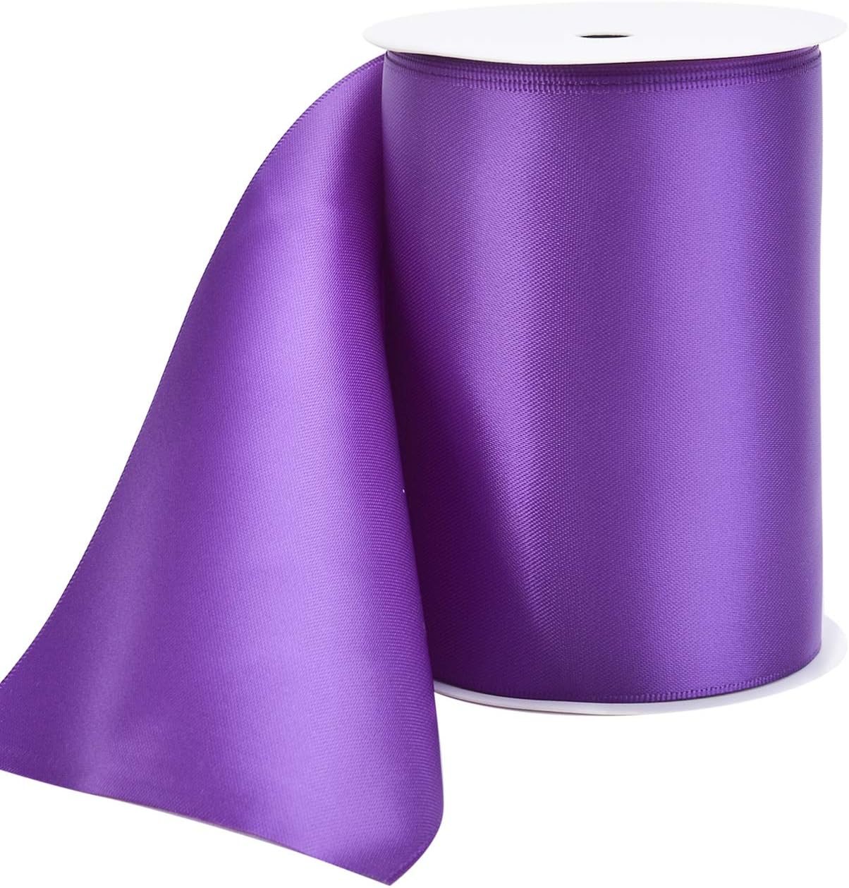 YAMA Double Face Satin Ribbon Roll - 4 inch Wide Solid Color Craft Ribbon, Great for Chair Sash,Making Bow, Sewing and Wedding Bouquet- 5 Yard/Spool, Purple