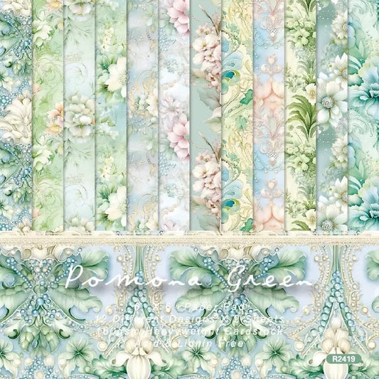 Vintage Green Floral Scrapbook Paper Pad Color Patterned Paper 6×6,24 Sheets Single-Sided Flower Scrapbooking CardStock Papers Pad for Holiday Cardmaking DIY Origami Journaling.