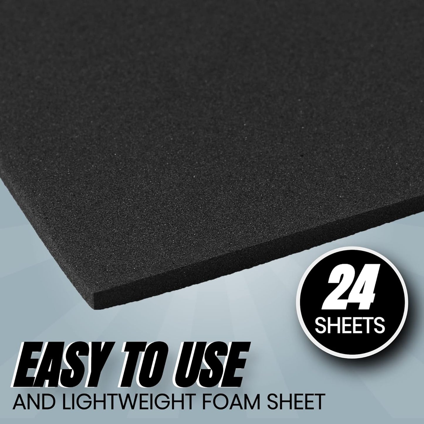 24 Ct Sheets Black EVA Cosplay Foam in 9” x 12’’ Sheets; High Density Thick Foam 85 kg/m³, 2mm (1/12”); Great for Costumes, Props, Armor, Masks, Arts and Crafts Projects