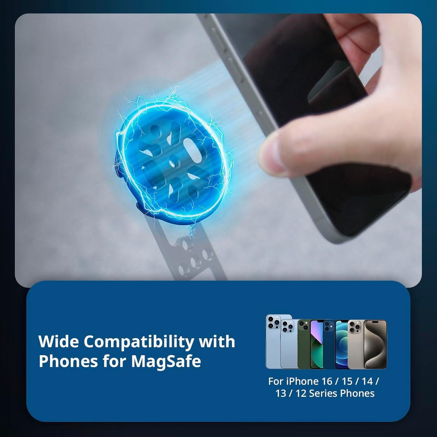 SMALLRIG Magnetic Phone Mount Plate for iPhone 17/16/15, with Cold Shoe Mount & 1/4"-20 Threaded Hole, for DJI Mic 2, Ball-Head Selfie Sticks, Vlogging, Live Streaming, Smartphone Filming-5155