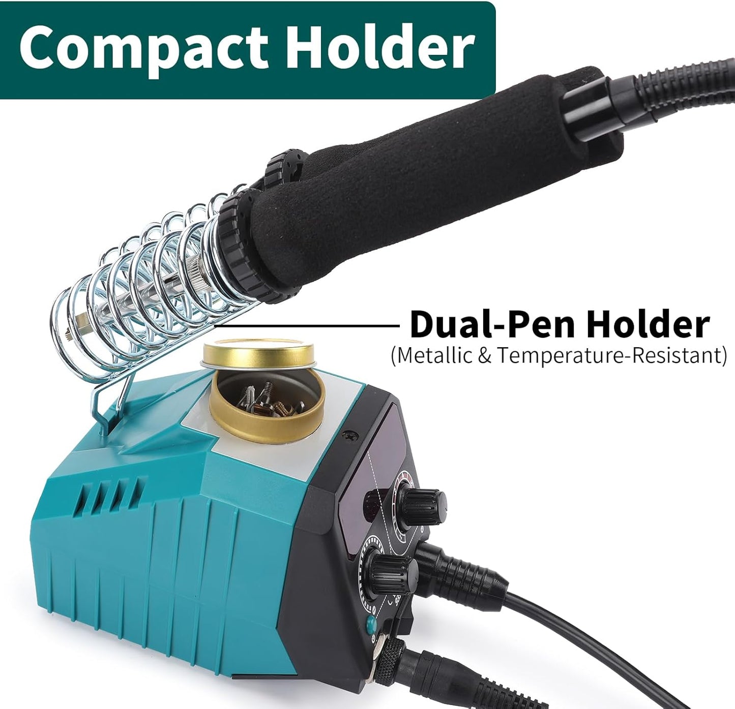 YIHUA 939D-VII Pyrography Tool Wood Burning Pen Kit Station 2-in-1 Solid-Point 200~480°C (with Temp Display)/Wire-Nib 250~750°C with 23 Nibs, 25 Solid Points, 4 Woodpieces