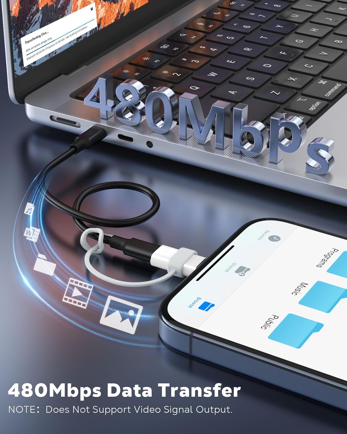 MoKo Lightning to USB C Adapter 2Pack, NOT for Earbuds/Headphones/OTG, USB-C to Lightning Adapter for iPhone 15/16 Pro/16 Pro Max/Plus,Galaxy S24,iPad, ONLY for Charging/Data Sync, White