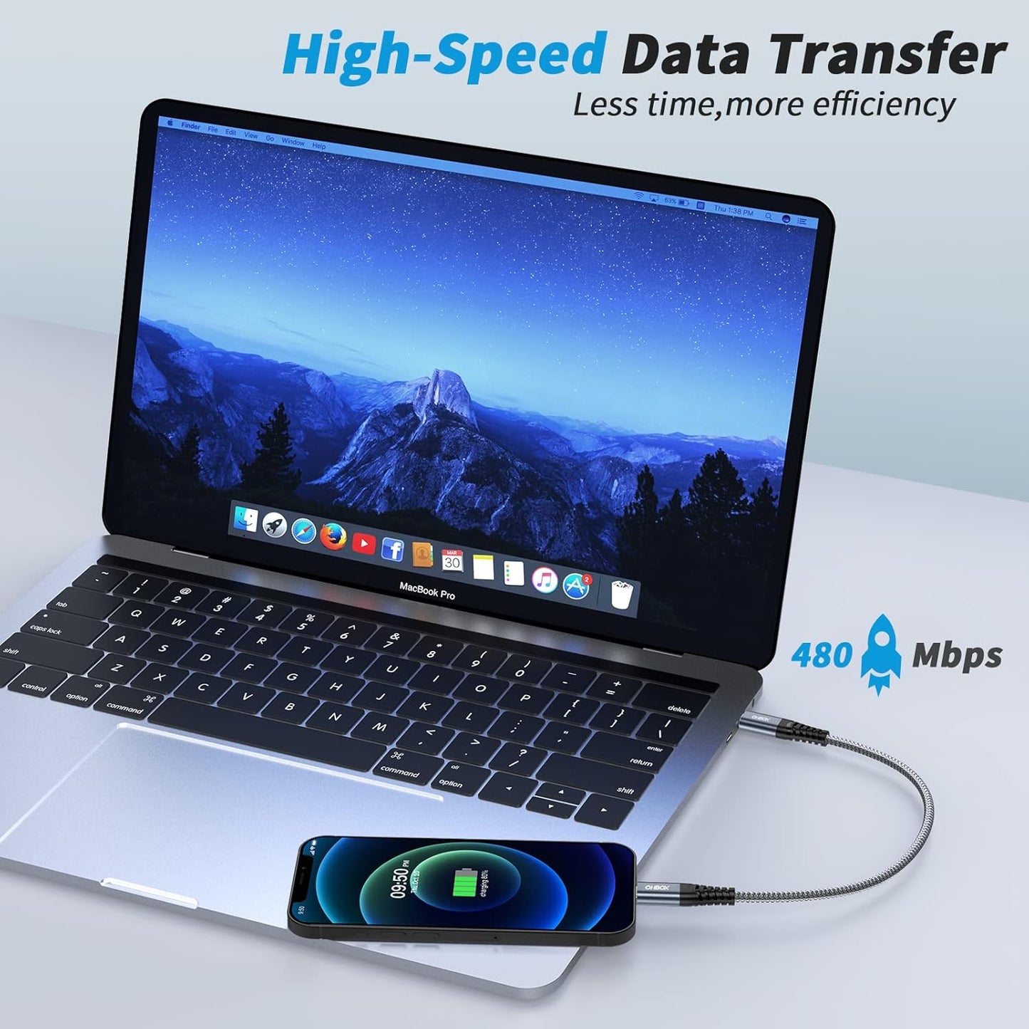 ohbox 1FT USB-C to Lightning Cable 2Pack, MFi Certified Type C iPhone Charger Cord, Fast Charging, Compatible with iPhone 14/13/12/11 Pro Max/XR/XS/X/8 Plus/SE/iPad