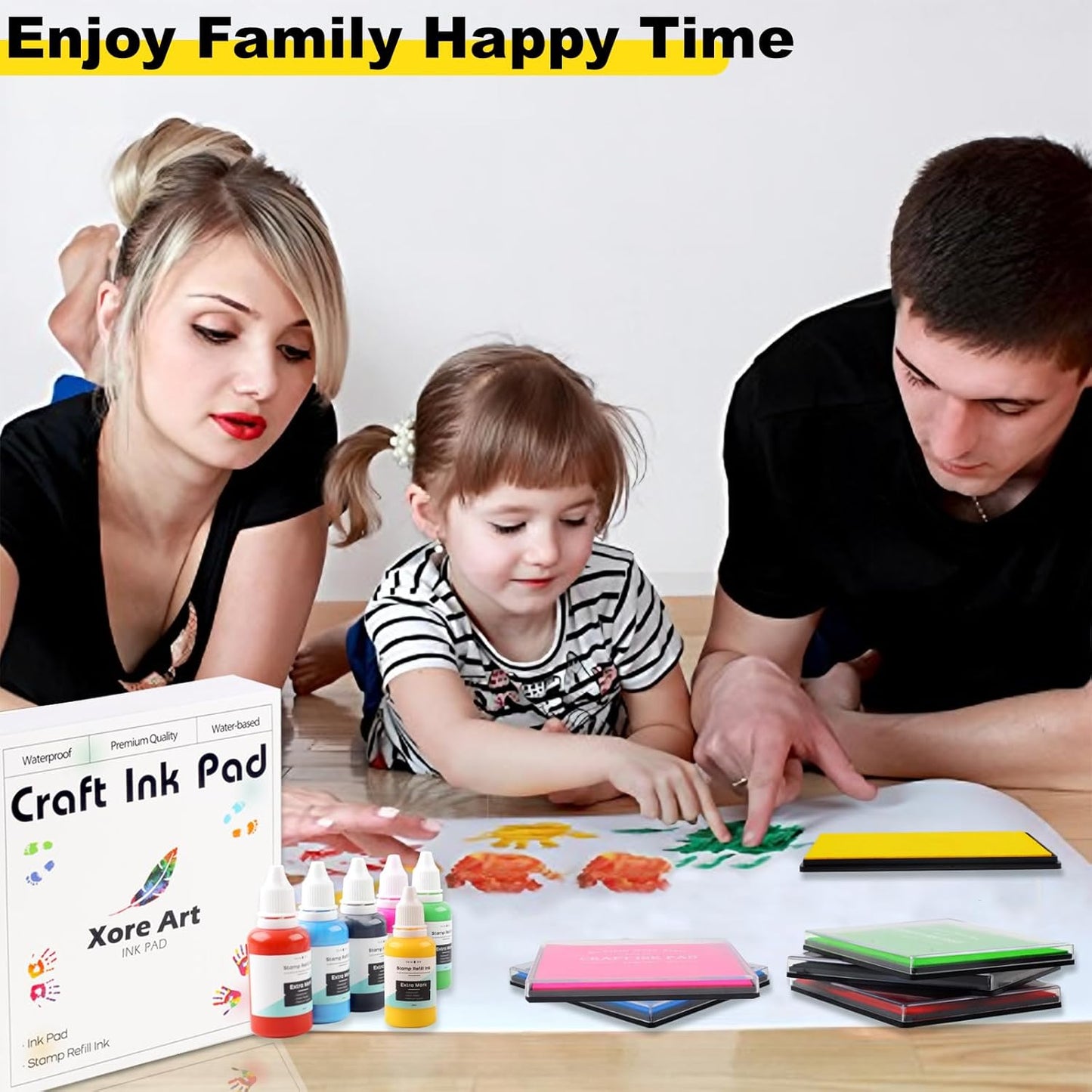 5"x4'' Large Ink Pad Washable Stamp Ink Pad for Baby Footprint Handprint with 30ml Premium Refill Ink (Pink)