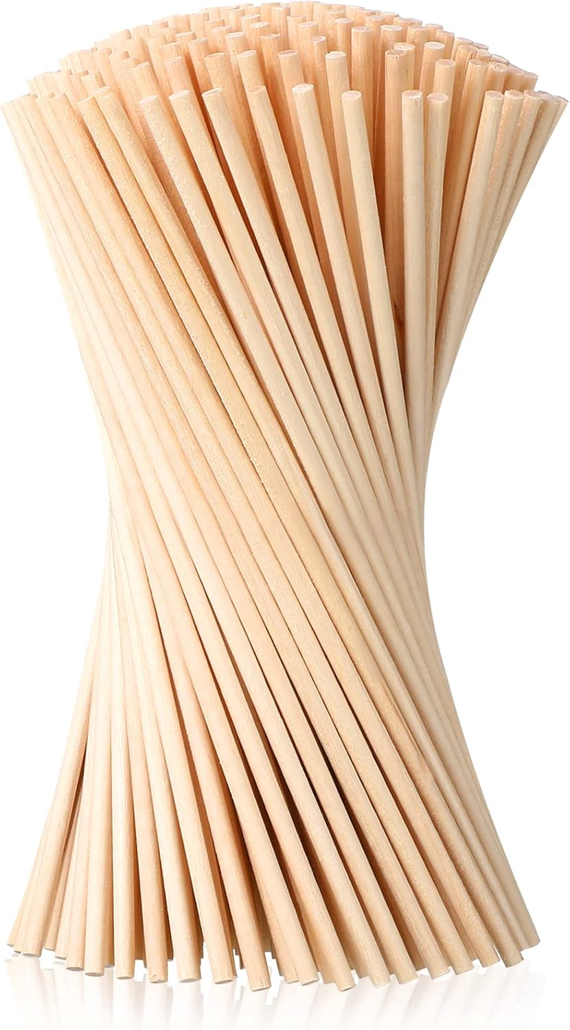 EBOOT 100 Pcs Wooden Dowels Rods 1/8 x 6 Inch Round Wooden Sticks for Crafts Unfinished Hardwood Sticks Dowel Rods Assortment for Crafting Cake Dowels & DIY Project