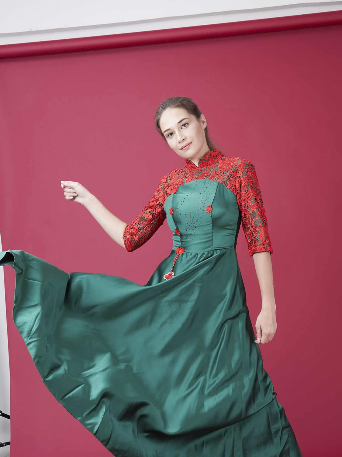 Seamless Photography Background Paper Roll, Red Photo Paper Backdrop for Photography, Video and Streaming (107''x36' Scarlet)