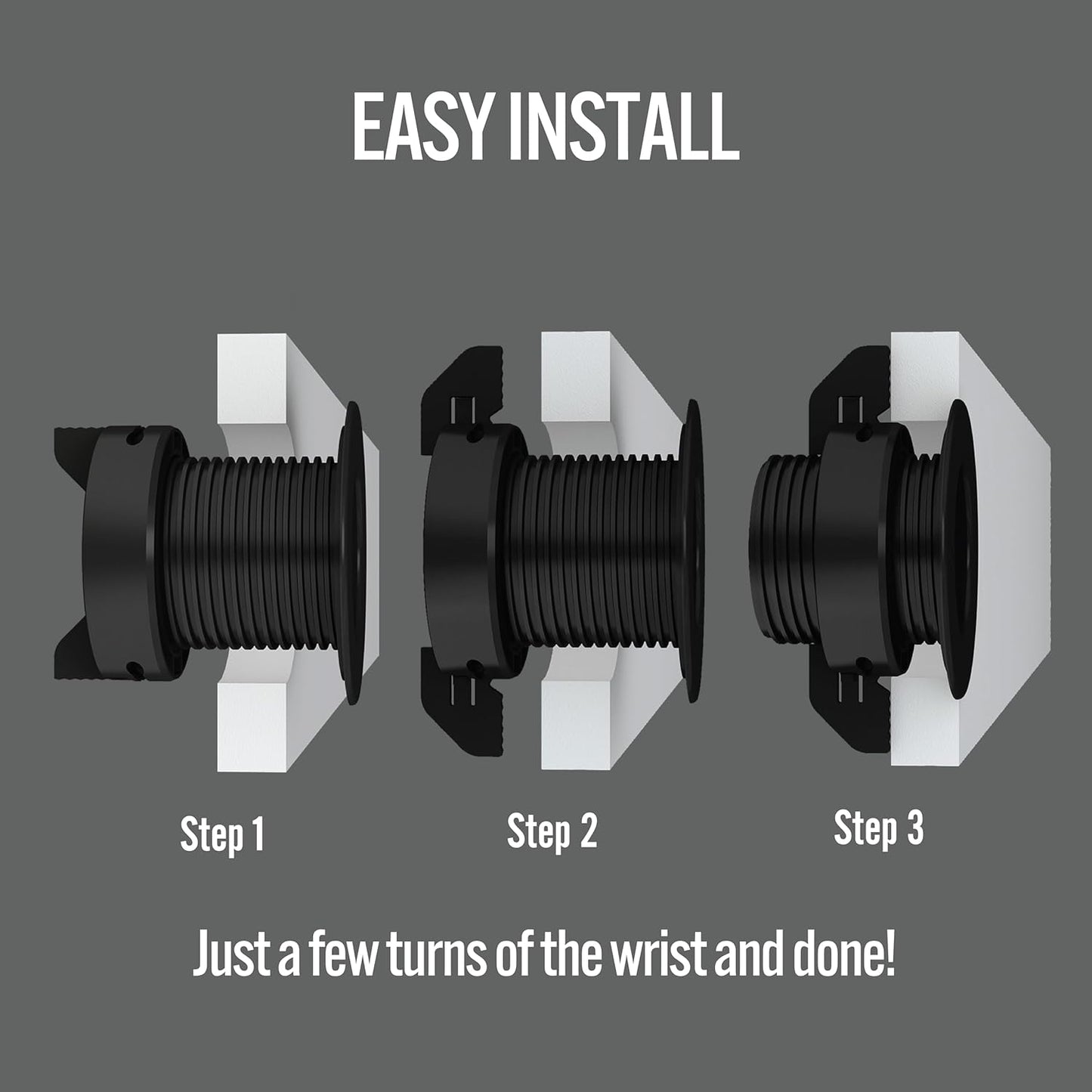 (2-Pack Black) Cable, Wire &amp; Cord Management - Self Locking Grommet with Cover for Walls, Ceilings, Desks, Used for All Surfaces 3/8” to 1” Thick, Made in USA