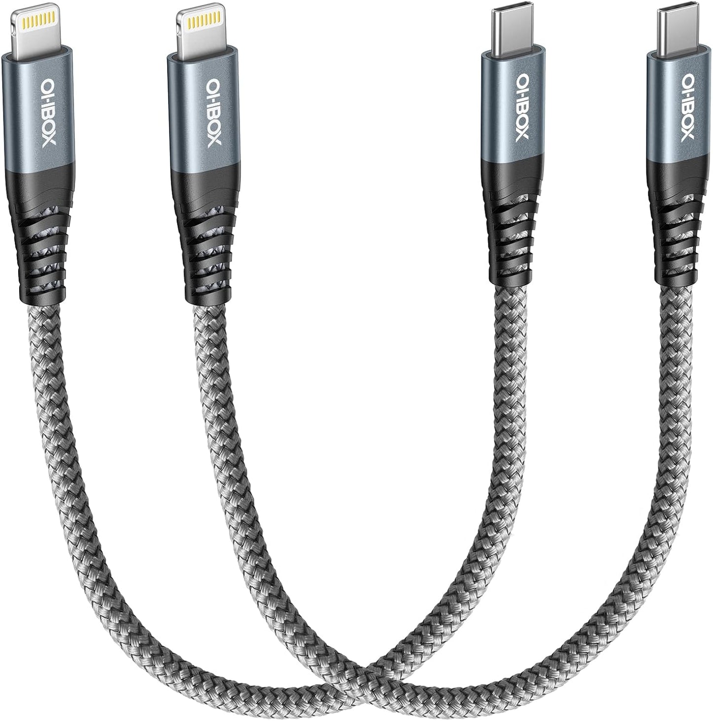 ohbox 1FT USB-C to Lightning Cable 2Pack, MFi Certified Type C iPhone Charger Cord, Fast Charging, Compatible with iPhone 14/13/12/11 Pro Max/XR/XS/X/8 Plus/SE/iPad