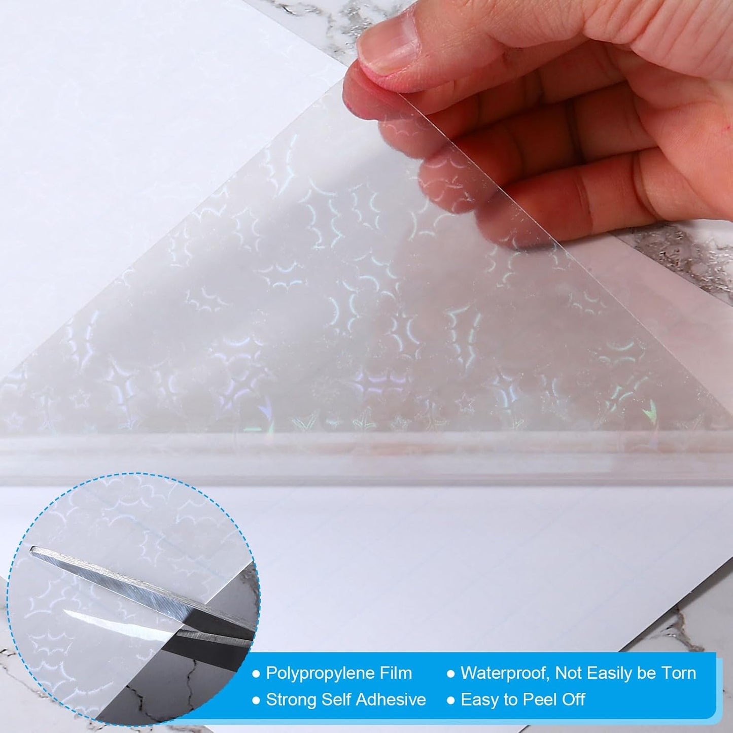 PATIKIL 8.3x5.8" Holographic Sticker Paper, 20Sheets A5 Polypropylene Self-Adhesive Transparent Waterproof Laminate Overlay Film for Photo Cards Scrapbook Decorations, Christmas Ribbon