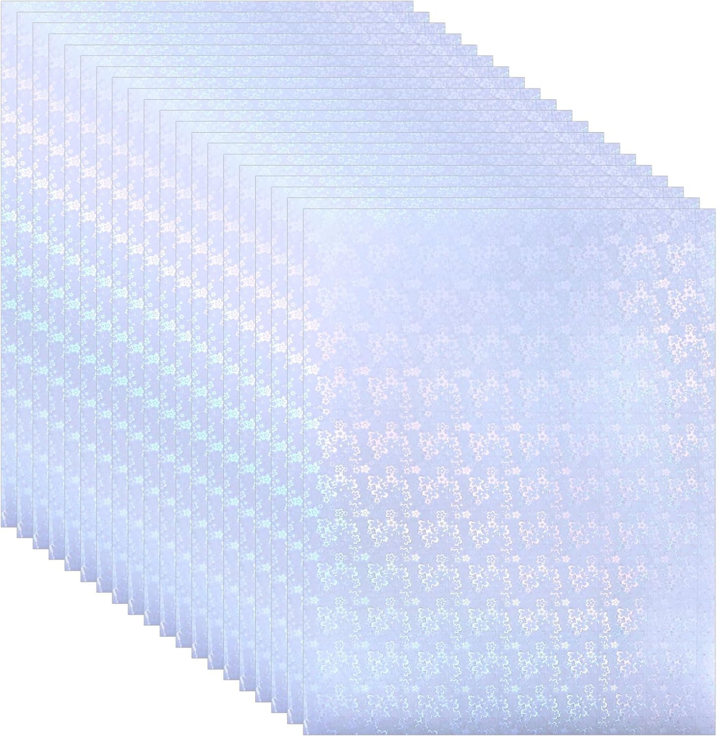 PATIKIL 11.7x8.3" Holographic Sticker Paper, 20Sheets A4 Polypropylene Self-Adhesive Transparent Waterproof Laminate Overlay Film for Photo Cards Scrapbook Decorations, Flower