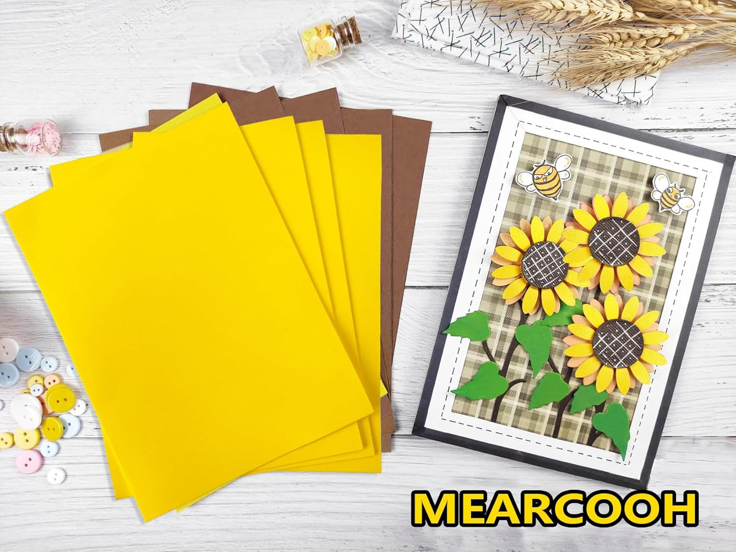 MEARCOOH Yellow Foam Sheets Crafts 9x12 Inch 2mm Eva Color Craft Foam Paper for Crafts Project Preschoolers Classroom Scrapbooking DIY Cosplay(10 Sheets)