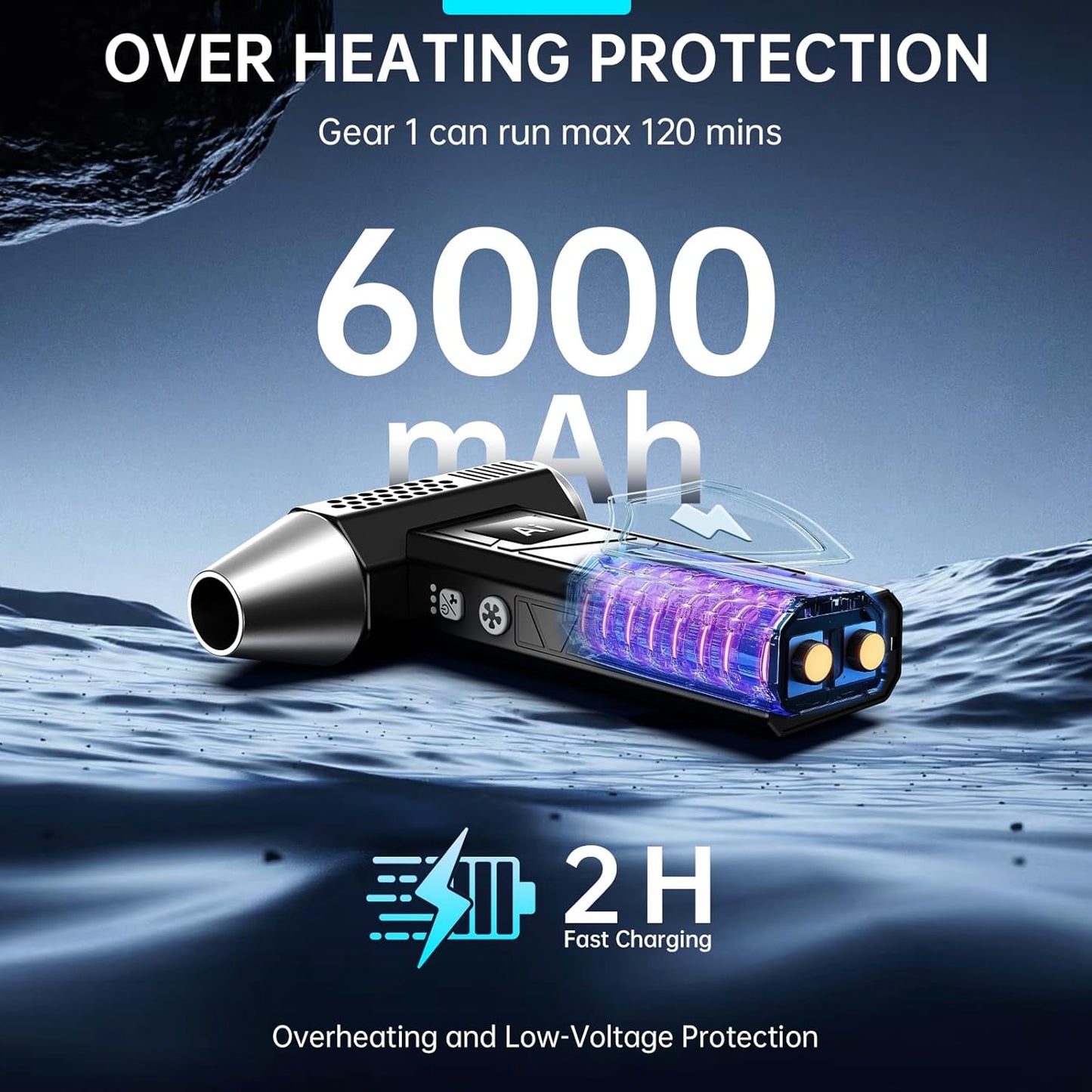 Compressed Air Duster, 380000RPM Electric Air Duster with LED Light, 4-Gear Adjustable Mini Handheld Air Blower Jet Turbo Fan Jet Dry Blower Rechargeable Air Blower Duster for Keyboard Car Home