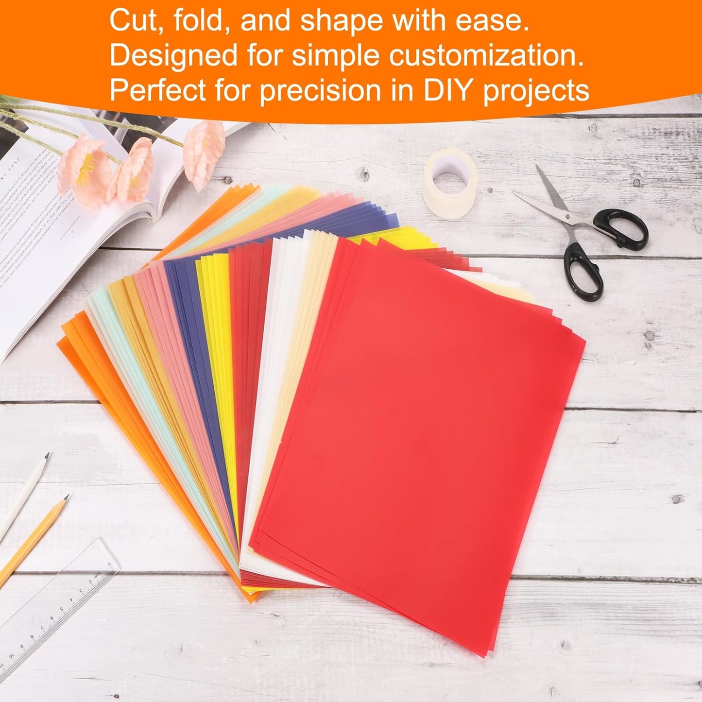 MECCANIXITY Colored Vellum Paper, 50 Sheet Green Transparency 11.7 x 8.2 Printable Vellum Paper, Translucent Vellum Sheets for Printing Wedding Invitations, Ink Jet Laser Printer