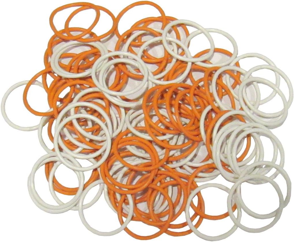 (100 Pack) Soft Stitch Ring Markers, Orange & White (Large Size for Needle Sizes 17-35, Includes 2 Colors, for Knitting/Crochet/etc)