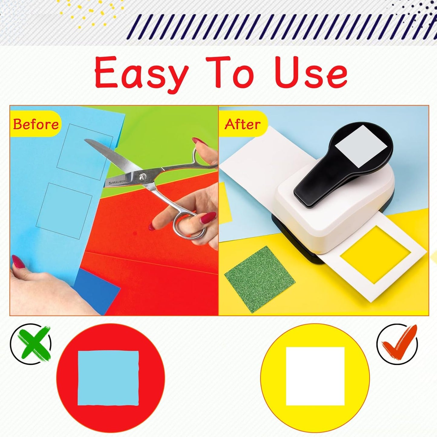 Square Punches for Paper Crafts 0.7 inch Square Hole Punch Squares Paper Punches for Crafting SquarePunch Cutter Squares Shape Hole Puncher for Scrapbooking Card Making DIY Project