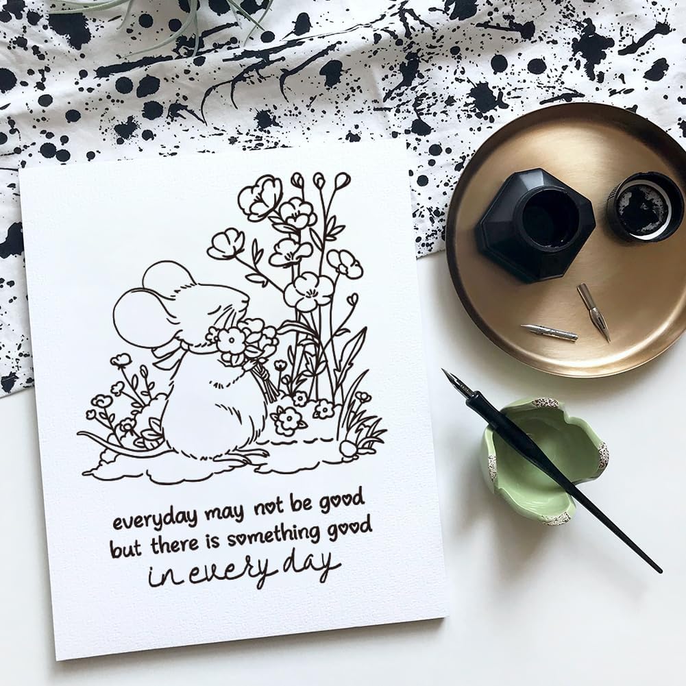 Cute Mouse Garden Planting Flowers Animal Clear Stamps for Scrapbooking DIY Crafting Paper Crafting Card Making Garden Friends Cut Dies Set Happy