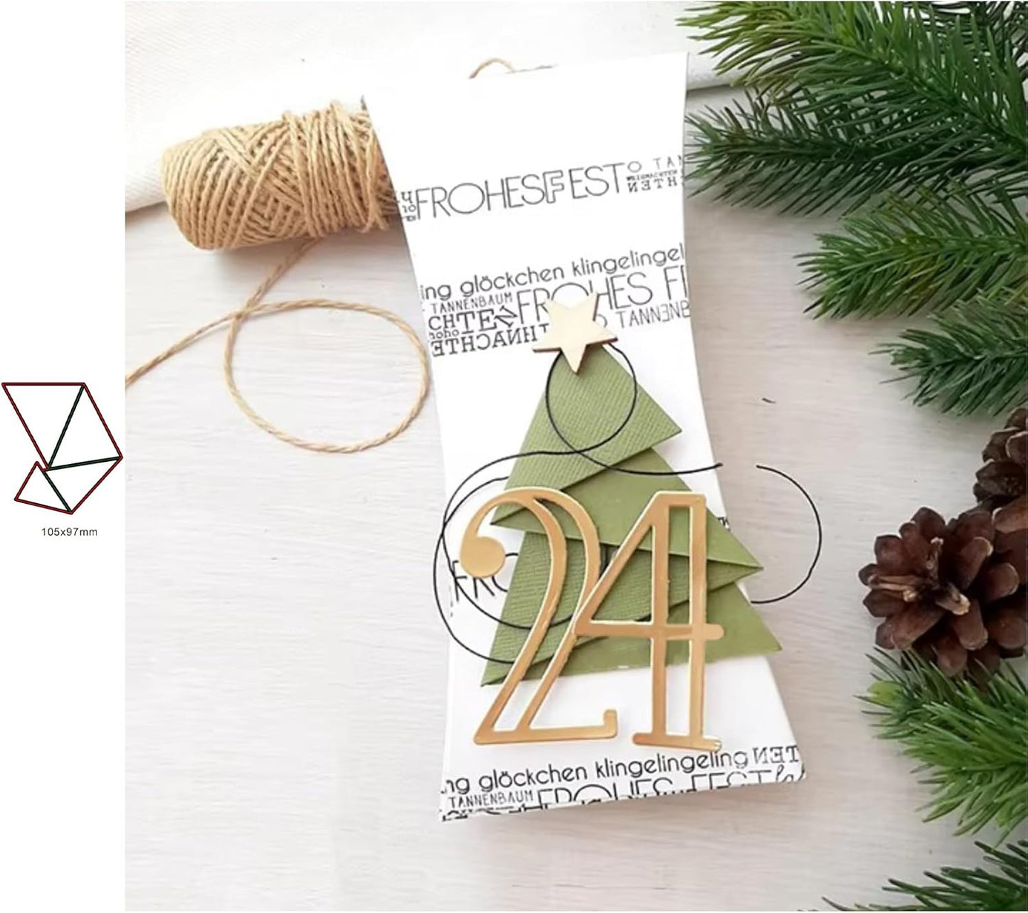 Lapoo Festivals Metal Cutting Die for Scrapbooking - Durable, Cut Stencils for DIY Scrapbook Photo Album Decorative Paper Card, Card Making Supplies (Simple Folding Christmas Tree 4.2 x 3.9 in)