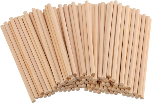 EBOOT 100 Pack Unfinished Natural Wood Craft 6 x 1/4 Inch Wooden Dowel Rods