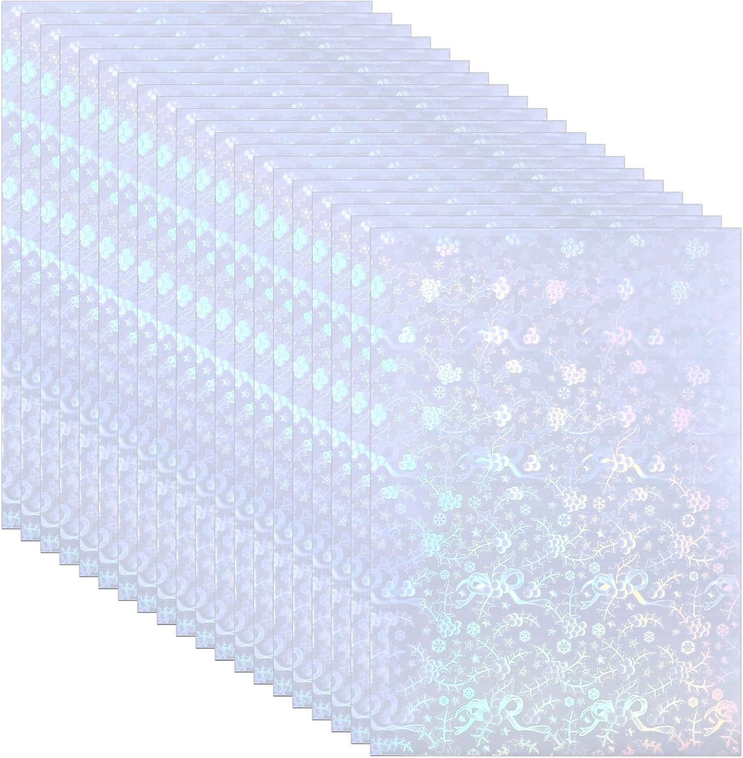 PATIKIL 8.3x5.8" Holographic Sticker Paper, 20Sheets A5 Polypropylene Self-Adhesive Transparent Waterproof Laminate Overlay Film for Photo Cards Scrapbook Decorations, Christmas Ribbon