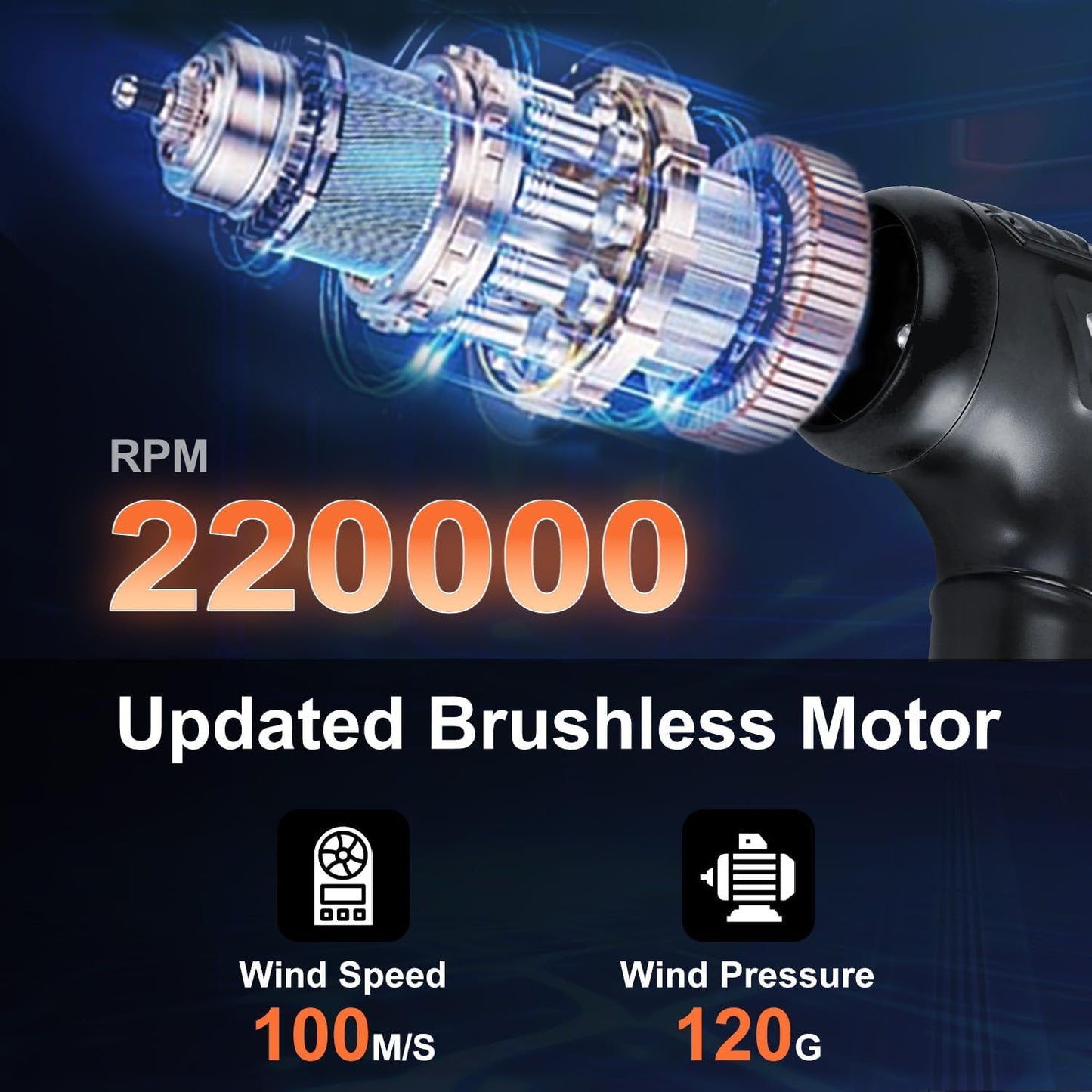 Compressed Air Duster, 220,000RPM Strong Compressed Air, Brushless Canned Air Duster for Computer with LED, 3 Speed Speed Mini Blower Air Blower for Car, Computer, Keyboard