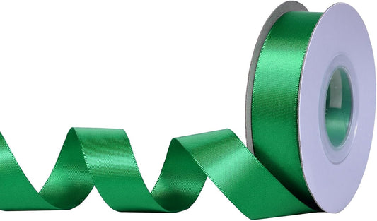 YAMA Green Double Faced Satin Ribbon, 7/8 Inch 25 Yards, for Gift Wrapping Crafts Hair Bows Wedding Party Decoration