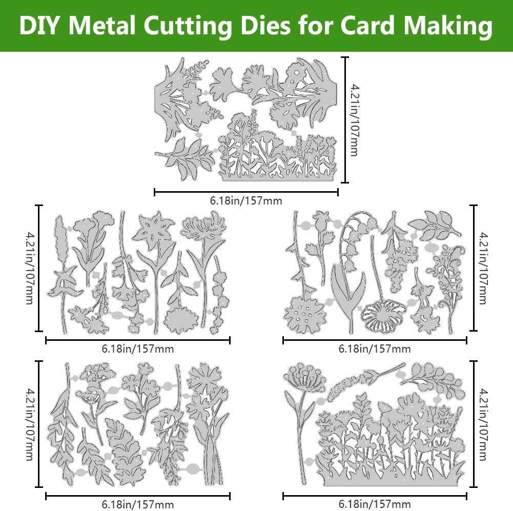 31PCS Flower Metal Die Cuts Wildflower Metal Cutting Dies Flower Leaf Shape Embossing Scrapbooking Cuts Stencil Leaves Embossing Paper Dies for Card Making Album Decorative