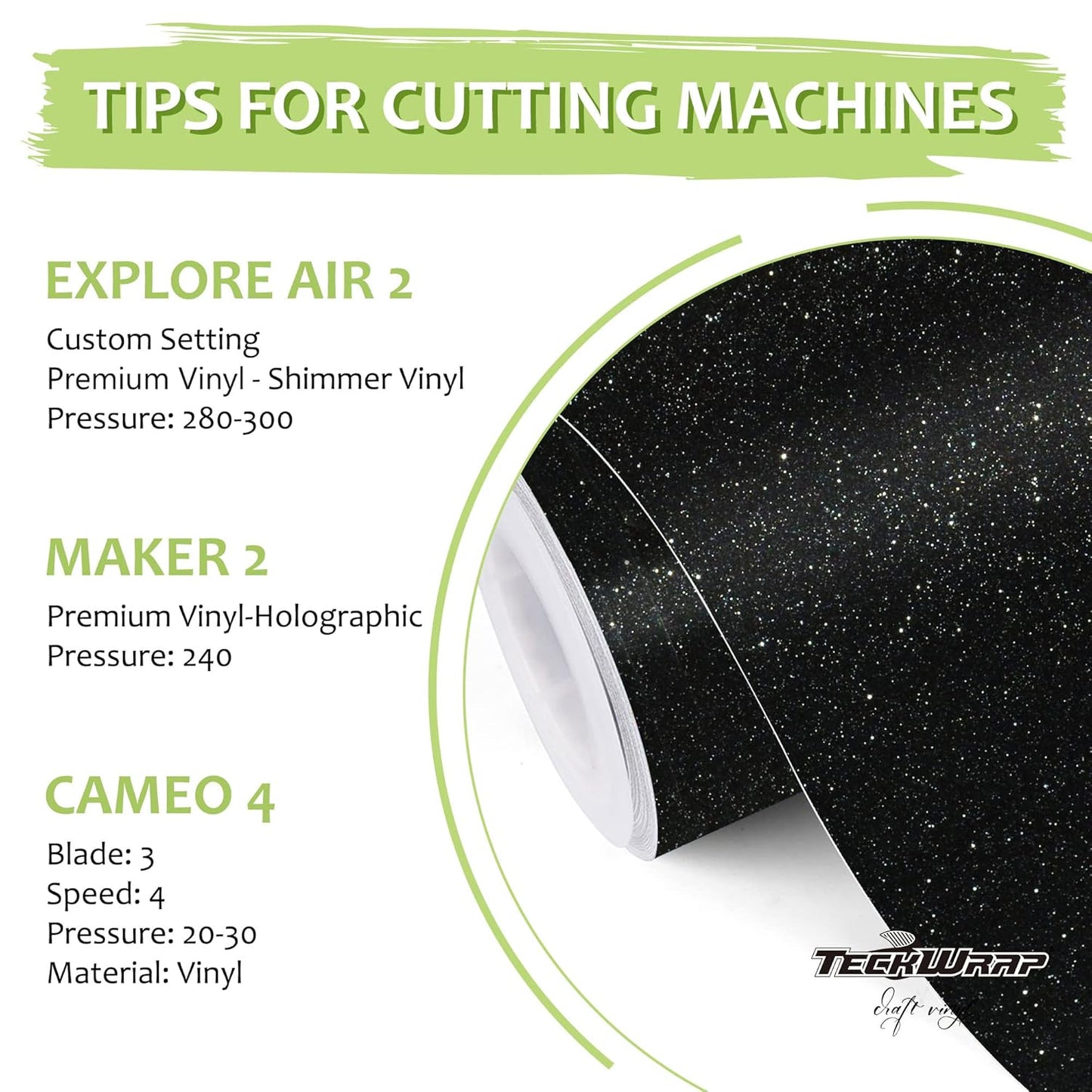 TECKWRAP Black Glitter Vinyl Permanent – Shimmer Vinyl Adhesive Vinyl Roll 1ft x 5ft, Glitter Black Vinyl for DIY Crafts Designs