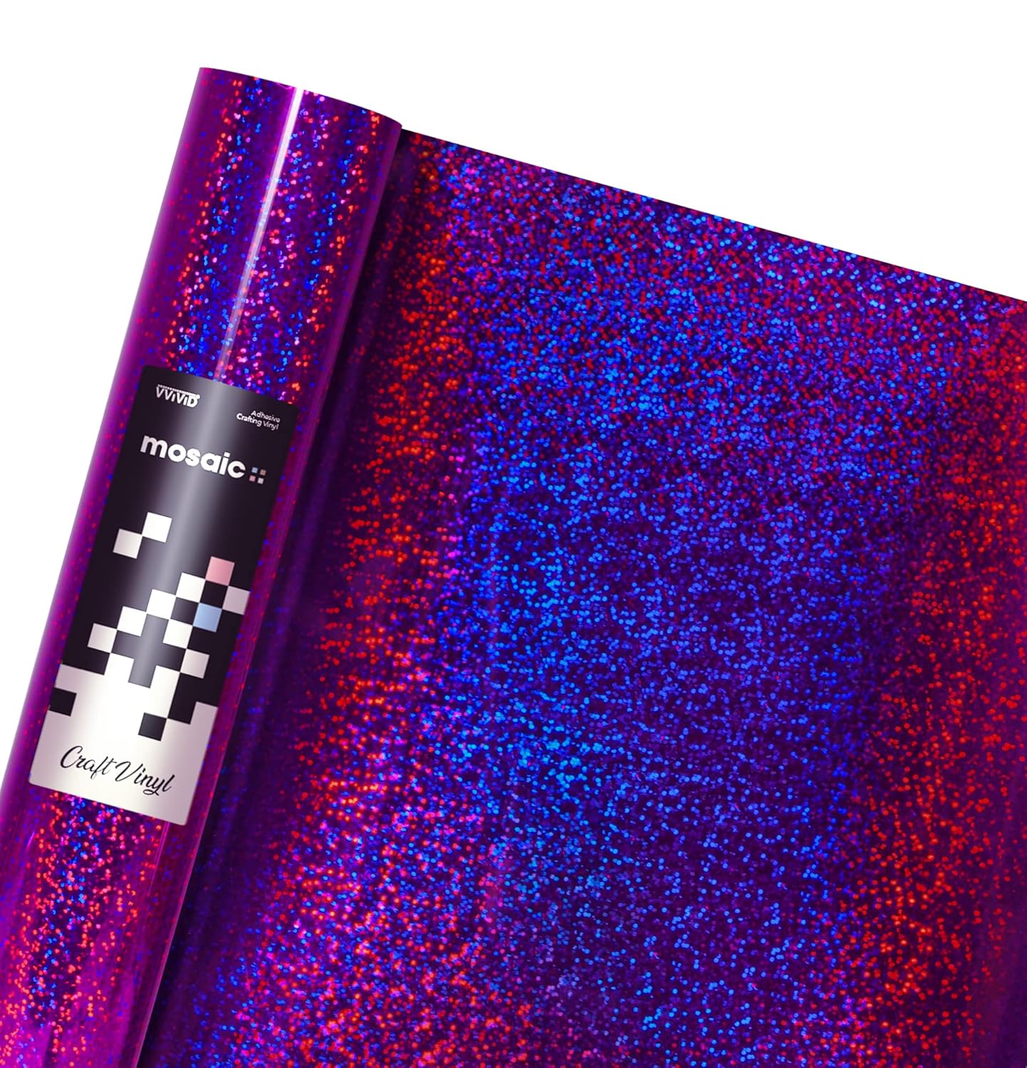 Mosaic+ Crafting Vinyl, by VViViD (Purple Holographic Glitter, 1ft x 5ft)
