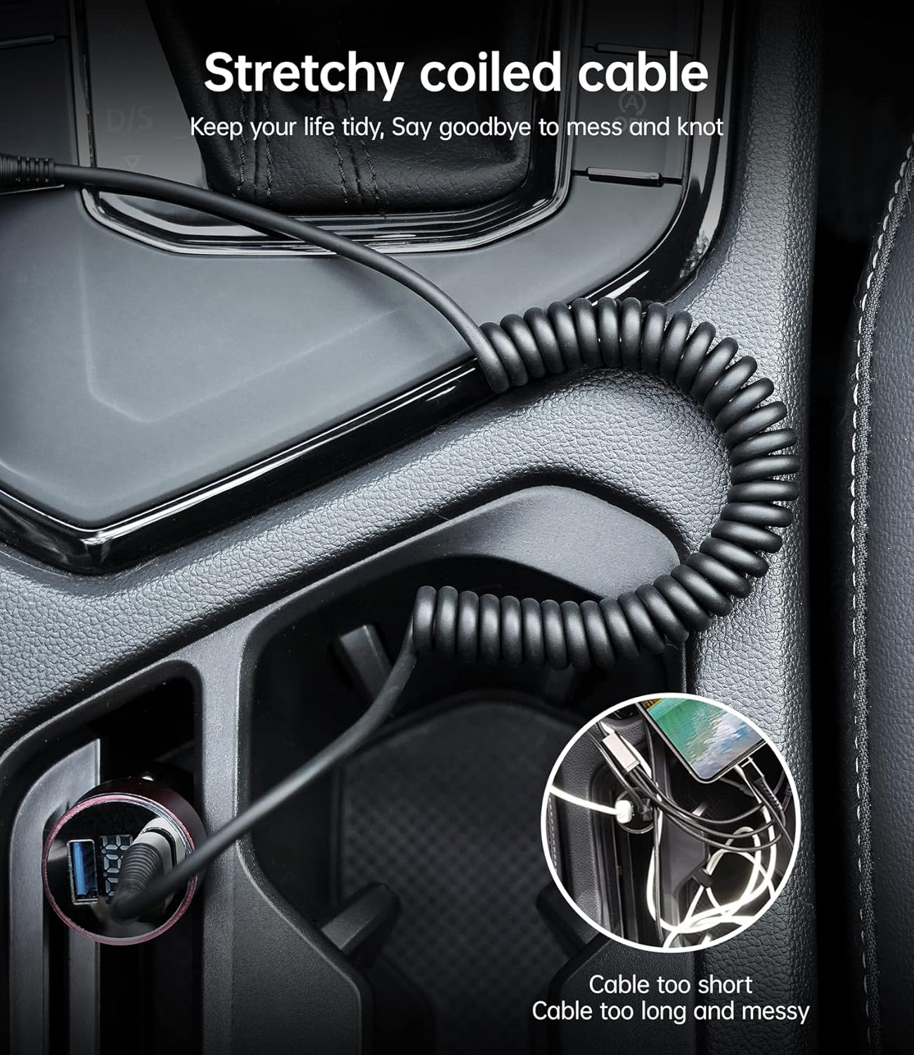 USB C Cable Fast Charging, 2Pack 3ft Coiled USB A to Type C Charge Cord for Car, USB-C Charging Cable Compatible with iPhone 17/16/15/Samsung Galaxy S20 S10 S9 S8 Plus Note 10 and More USB C Devices