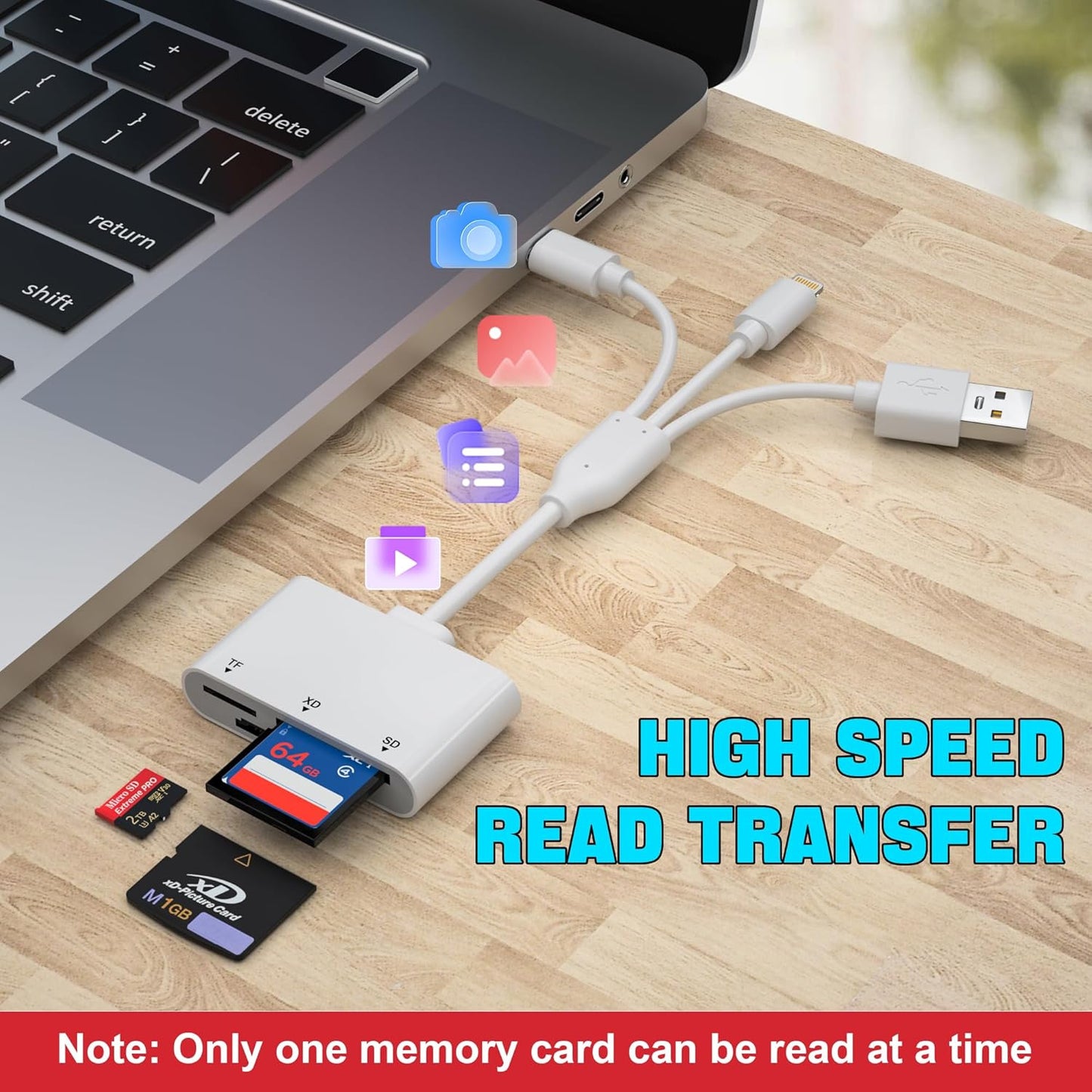 XD Card Reader, SD Card Reader for iPhone with USB-C&Lightning, 3 in 1 SD/MicroSD/xD-Picture Card Adapter, Lightning+USB A+USB C XD Card Adapter for iPhone 16/15/14/13/iPad/PC/Android