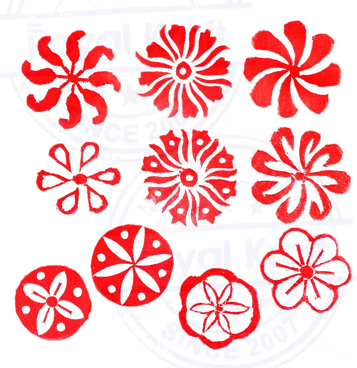 Fabric Wood Stamps Artistic Small Round Design Printing Blocks (Set of 10) Htag2151