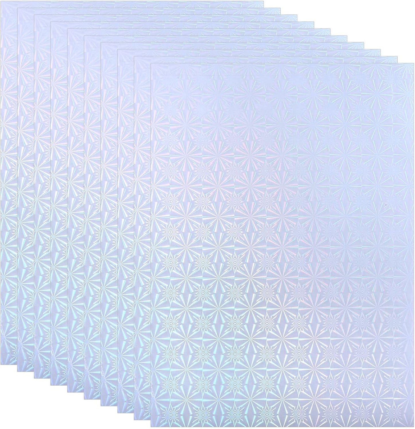 PATIKIL 11.7x8.3" Holographic Sticker Paper, 10Sheets A4 Polypropylene Self-adhesive Transparent Waterproof Laminate Overlay Film for Photo Cards Scrapbook Decorations, Little Snowflake