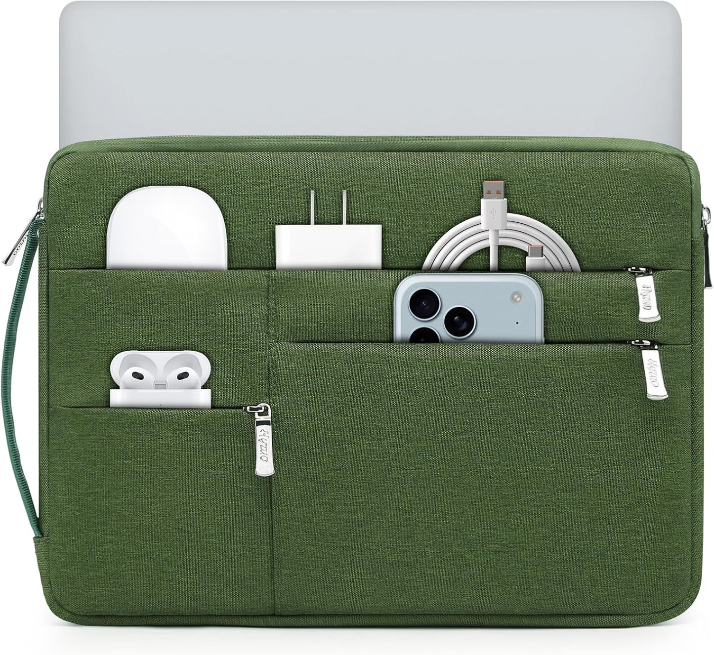 HYZUO 14-15 Inch Laptop Sleeve Bag for MacBook Air 15 M4 M3 M2, MacBook Pro 15, 15" Surface Laptop, XPS 14/15 Plus, Portable NoteBook Case for 14" HP Dell Lenovo ThinkPad Acer, Grass Green