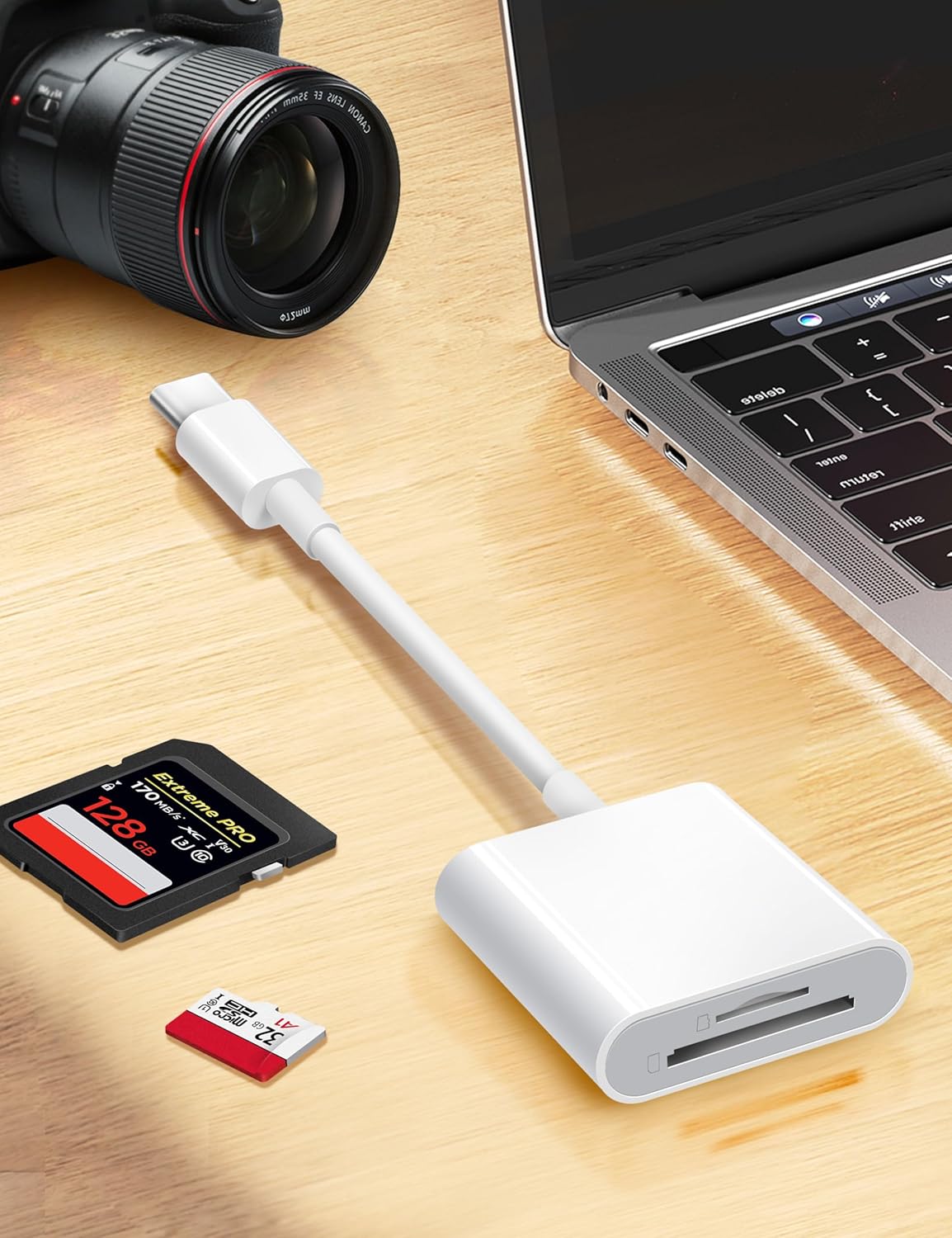 Trail Camera USB C SD Card Reader, ChiaoPio 2 in 1 USB-C to Memory Card Adapter with SD MicroSD Dual-Slot Compatible with iPhone 15 iPad Mac MacBook Pro/Air/Mini Samsung Android Laptop