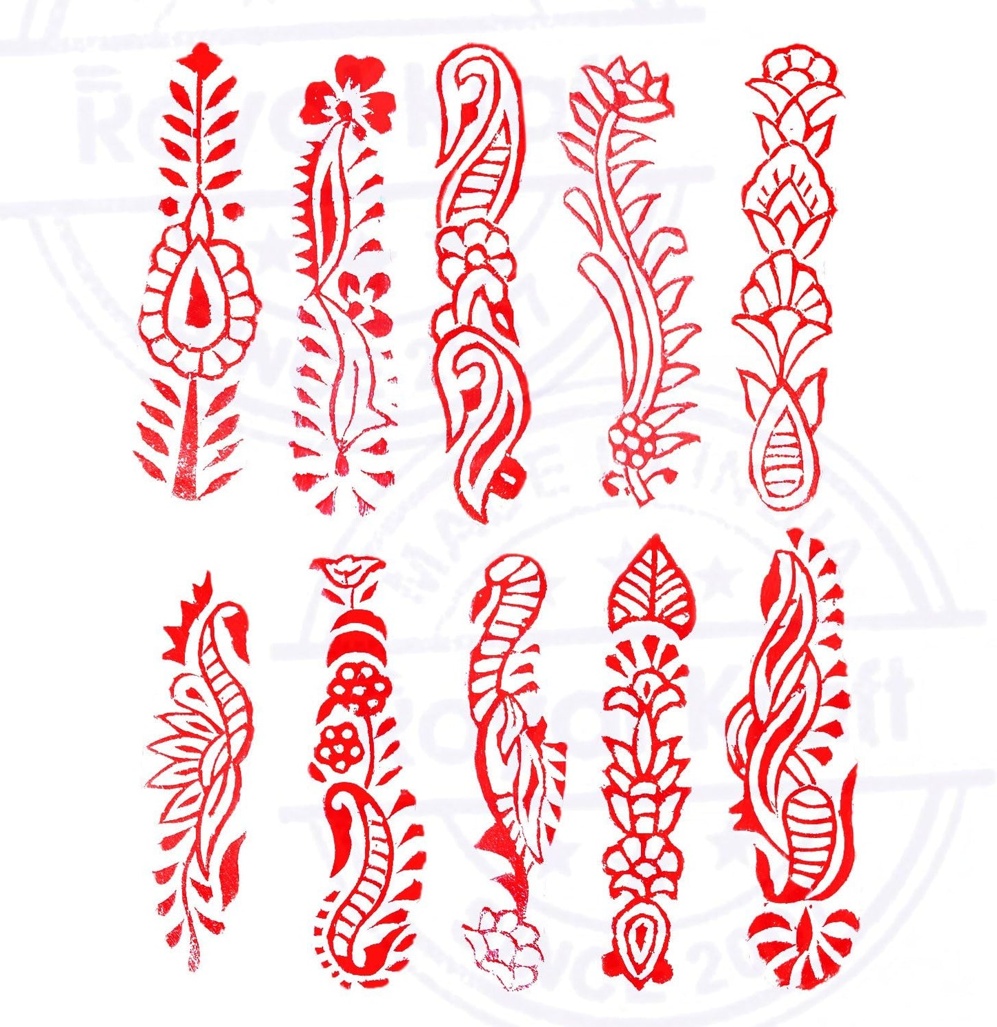 Royal Kraft Fabric Wooden Stamps Creative Border Pattern Printing Blocks (Set of 10) Htag2159