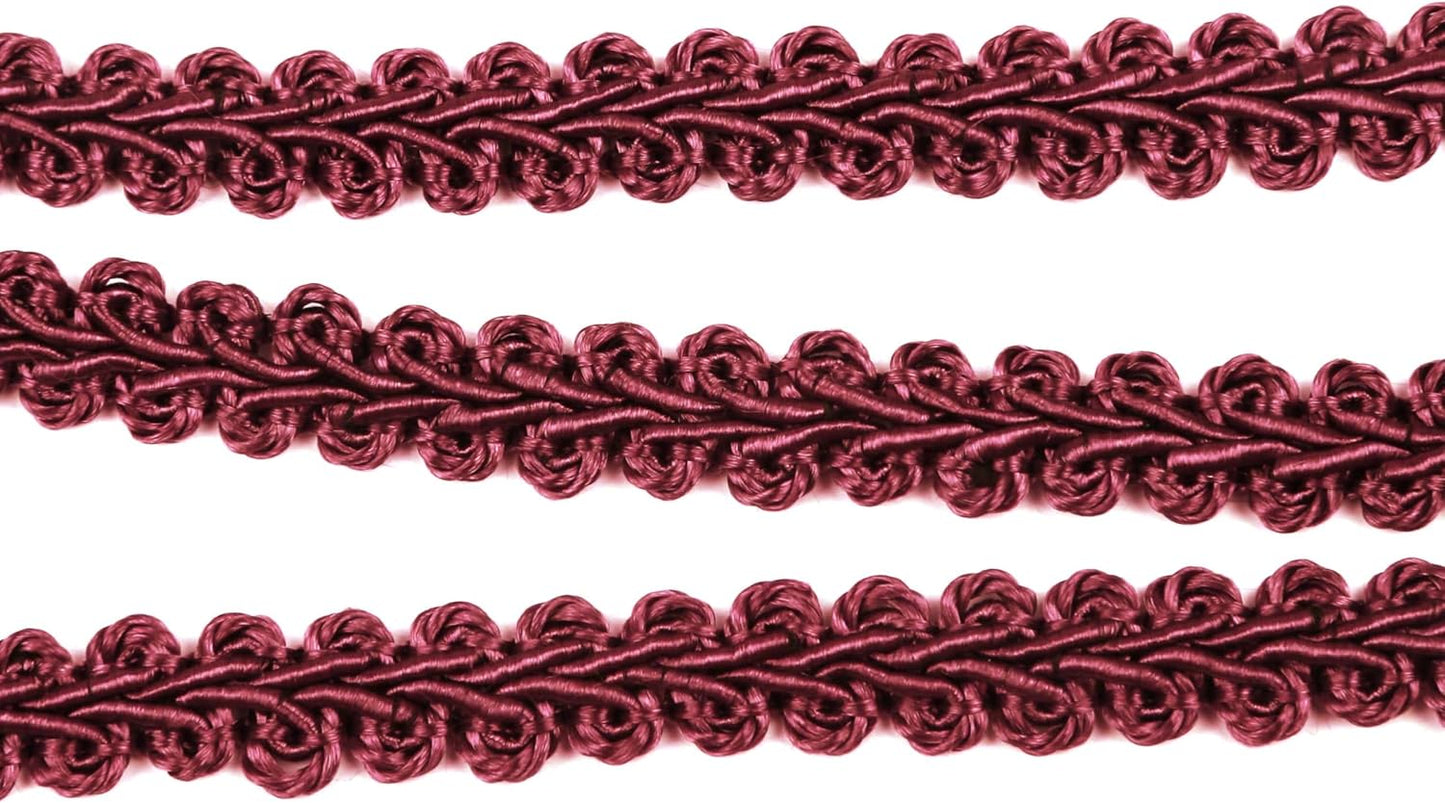 BEL AVENIR Braid Trim 1/2 inch 13.6 Yards French Gimp Basic Sewing Polyester DIY Crafts Costume Home Decorative (Wine)