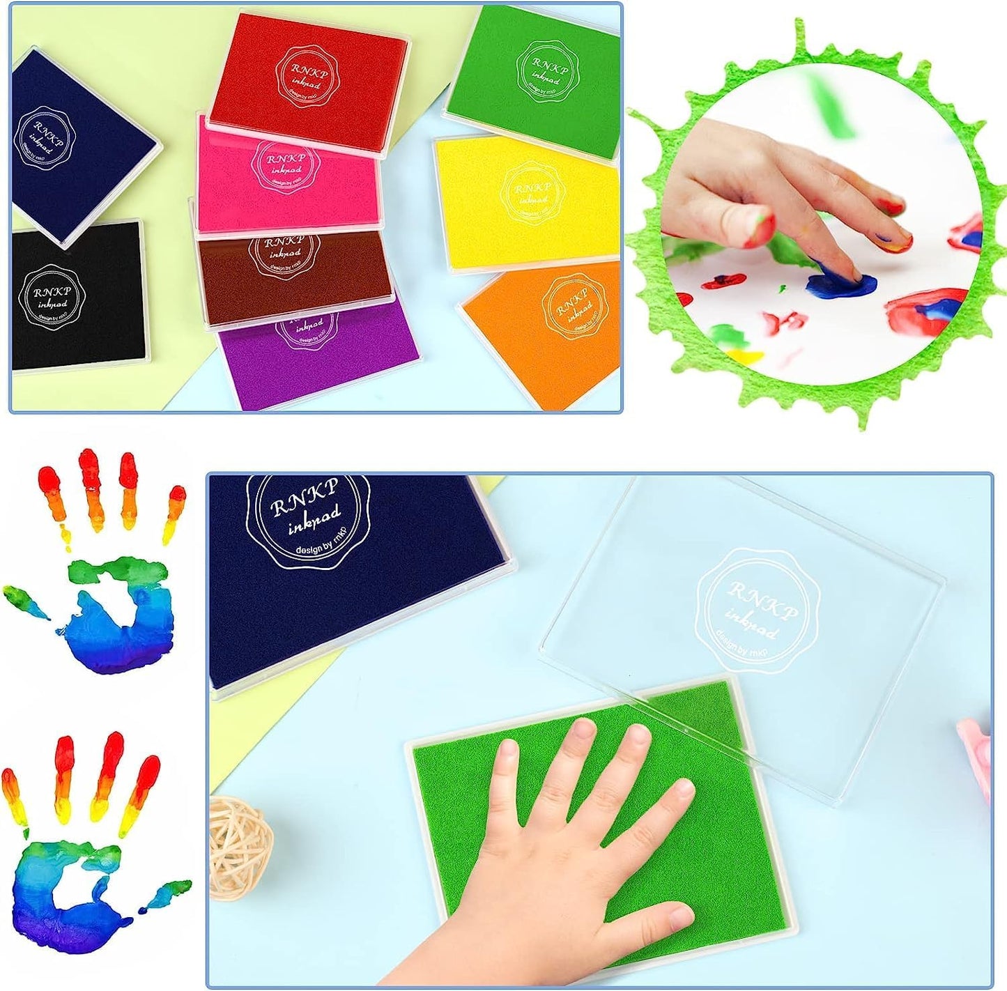 RNKP Large Green Ink Pad for Rubber Stamps, 5 × 4 inch Ink Stamp Pads Permanent for Paper Wood Fabric (Green)………………