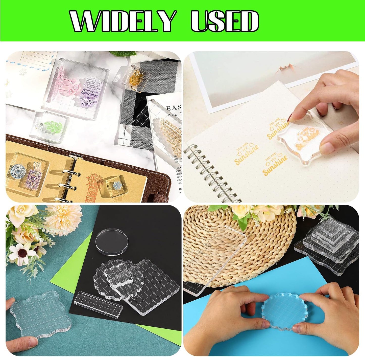 Clear Acrylic Stamp Blocks, 5.12" * 6.3" Acrylic Stamping Block Tool Clear Stamp with Grid Lines for Photography Props Scrapbooking Crafts Card Making