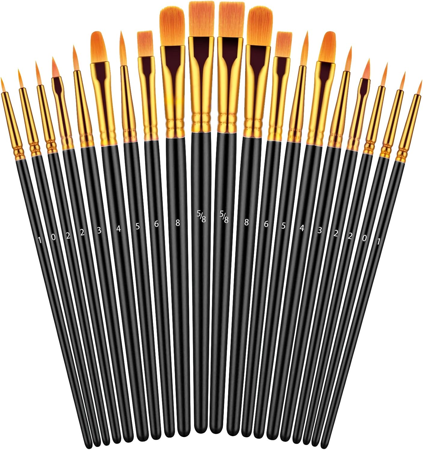 Paint Brushes Set, 20 Pcs Paint Brushes for Acrylic Painting, Oil Watercolor Acrylic Paint Brush, Artist Paintbrushes for Face Rock Canvas, Kids Adult Drawing Arts Crafts Supplies, Pure Black